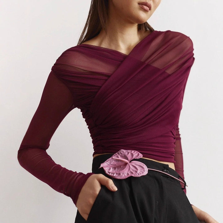 Dame Langeærmet-Crop-Top Skovae