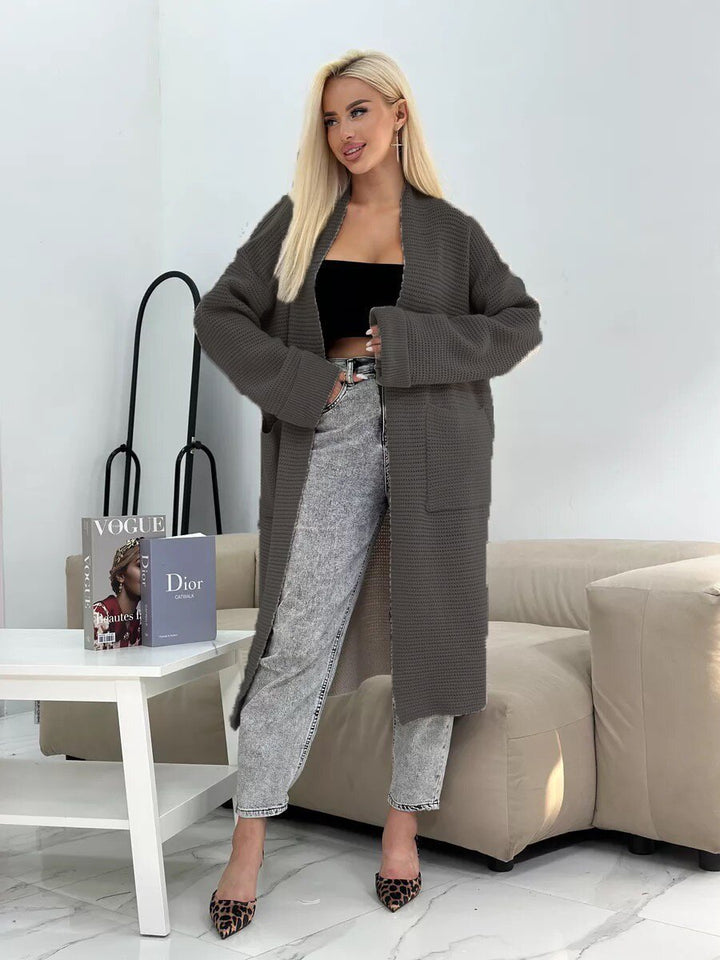 Femme Cozy Åben Front Strik-Cardigan Stilla