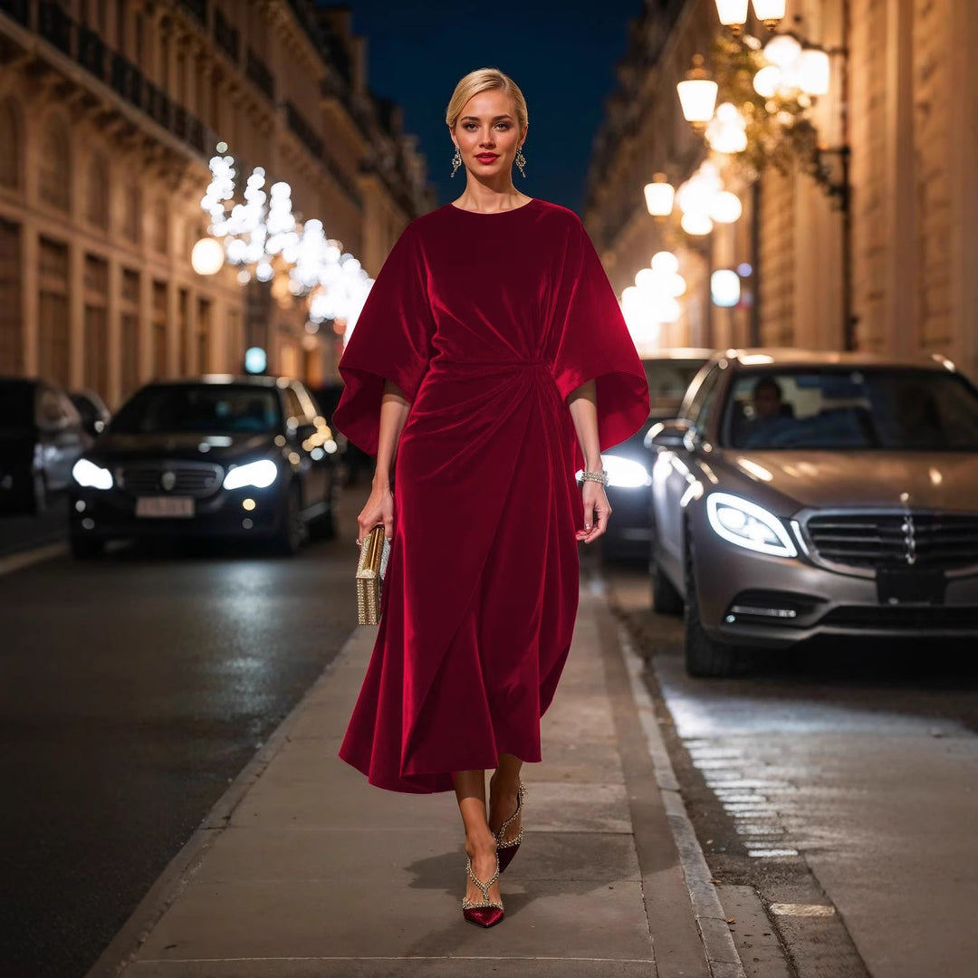Dame Elegant Velour Aftenkjole Stilla