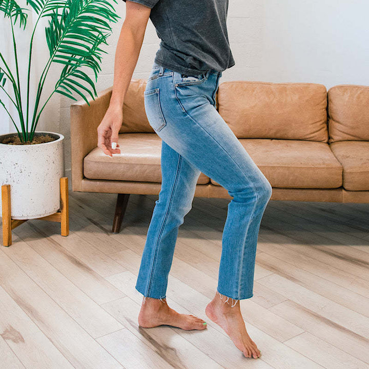 Femme Højtaljede Rivet Knap-Studs Jeans Stilla
