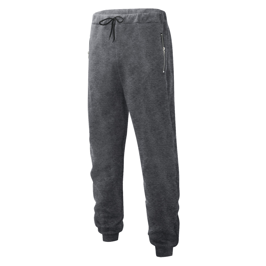 Herre nan komfortable joggingbukser med elastisk talje, snor i bunden, indsnævrede ben og sidelommer med lynlås Skovae