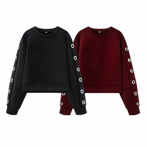 Femme Cropped Sweatshirt med Øjer Detalje Stilla