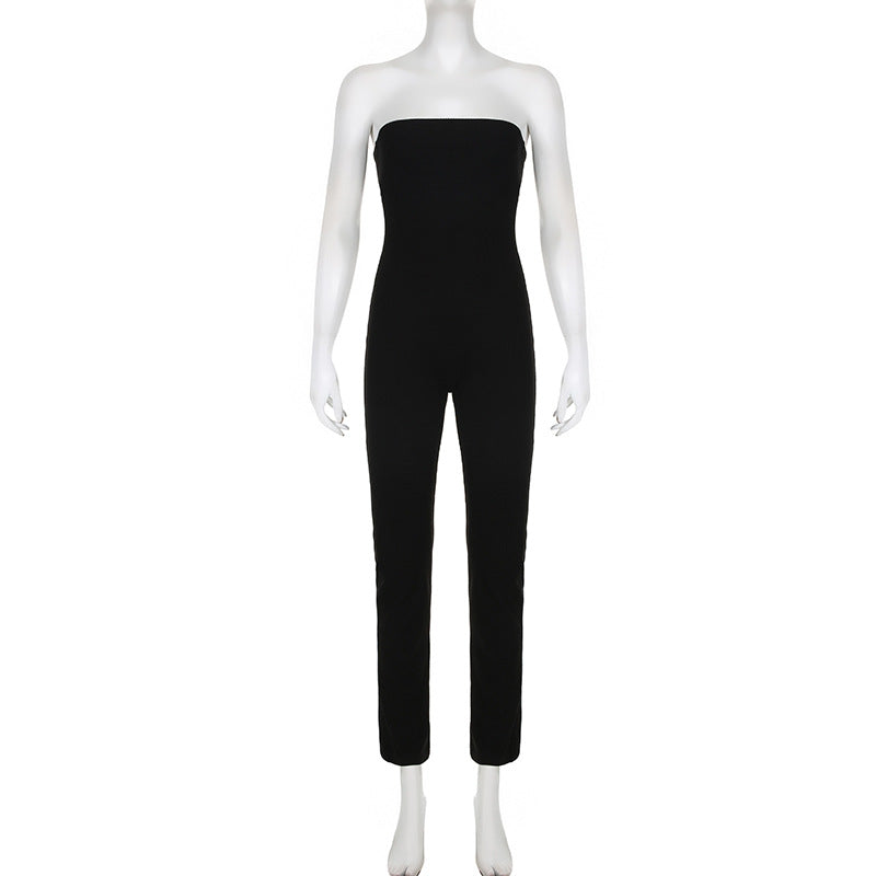 Dame figurformende lang overall med smart ribdesign og moderne snit Skovae