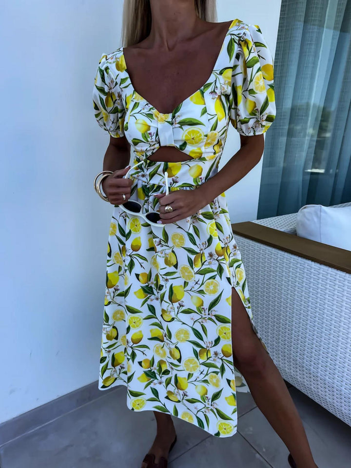 Dame Floral Cut-Out Midi Kjole Stilla