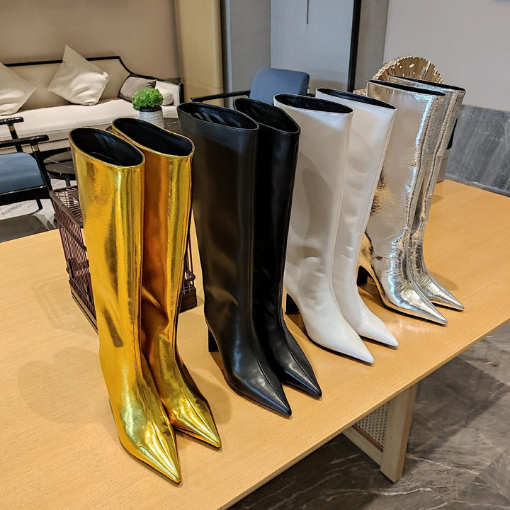Femme Højhælede Metallic Over-knæ Støvler Stilla