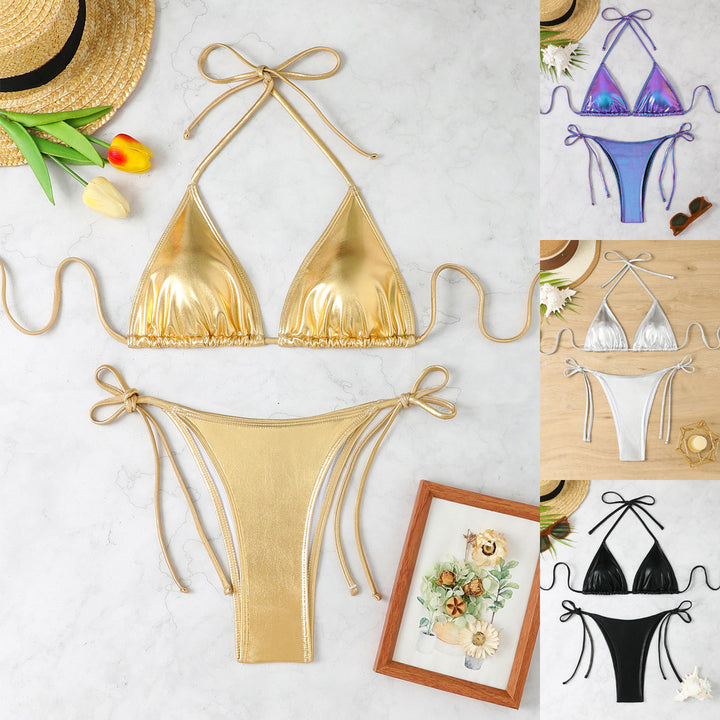 Dame glinsende triangle-bikini Stilla