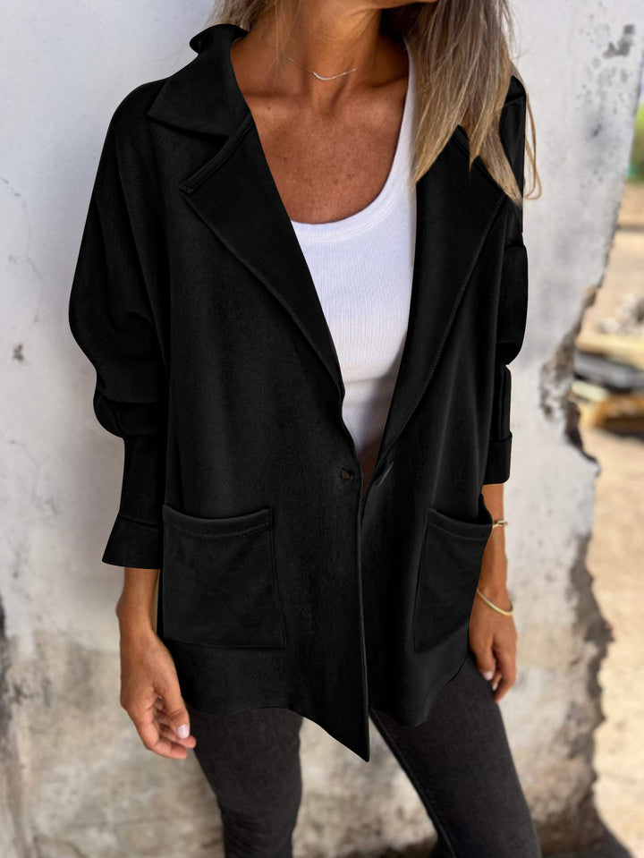Dame fashionable oversized blazer jakke med praktiske lommer Stilla