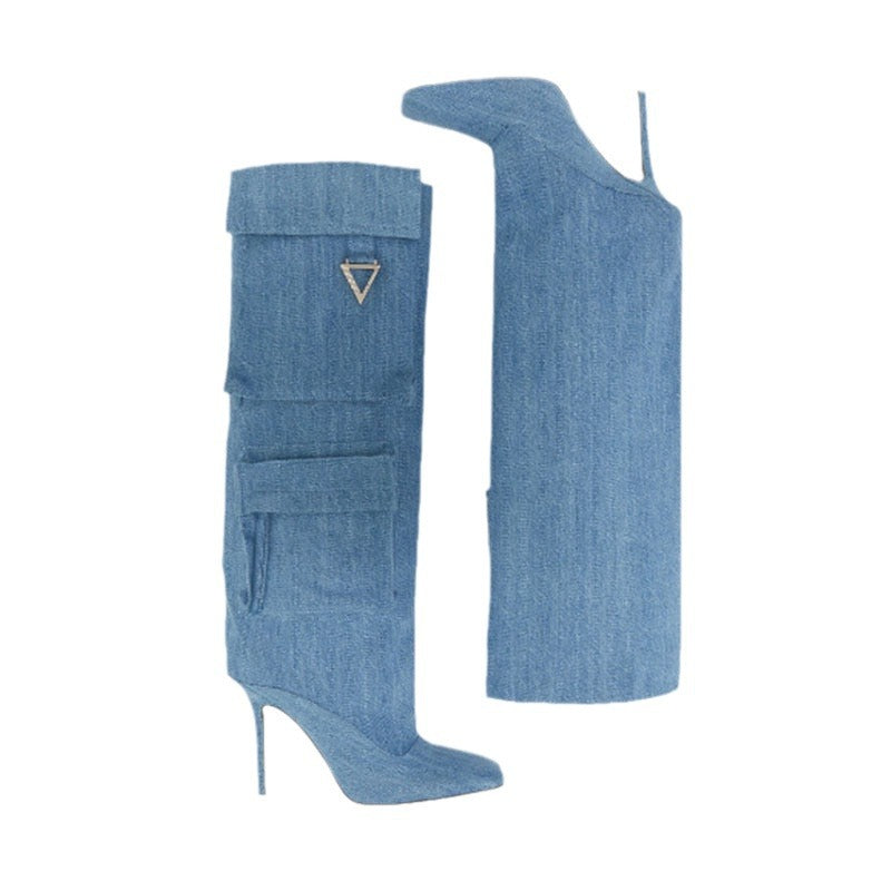 Femme Over-the-Knee Stiletto Støvler med Utility-lomme-detalje Stilla