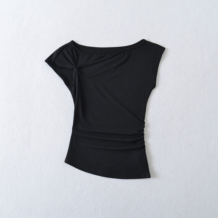 Dame figurtilpasset overdel med elegant drapering og raffineret skulderparti Stilla