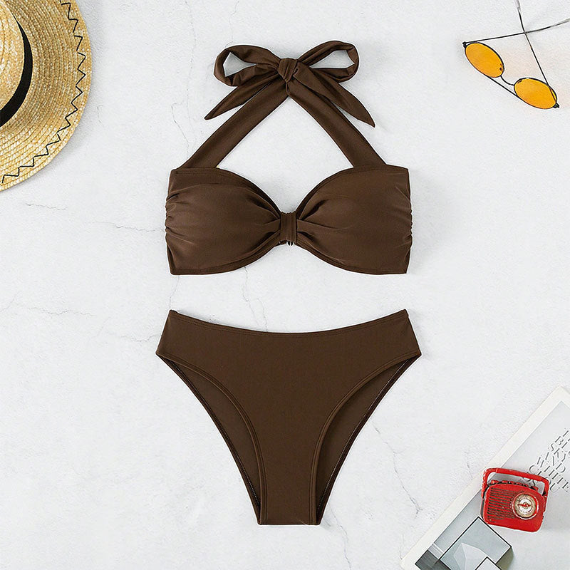 Dame Bandeau-bikini med dekorativ knude Skovae