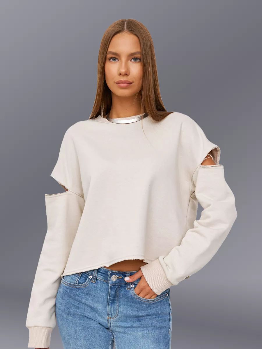 Dame afslappet sweatshirt med asymmetrisk cut-out-detaljer og oversized snit Stilla