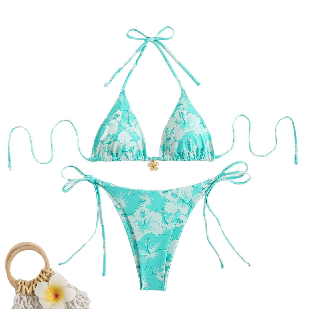 Dame Triangel-Bikini med legende Floral-Design og justerbare stropper Stilla