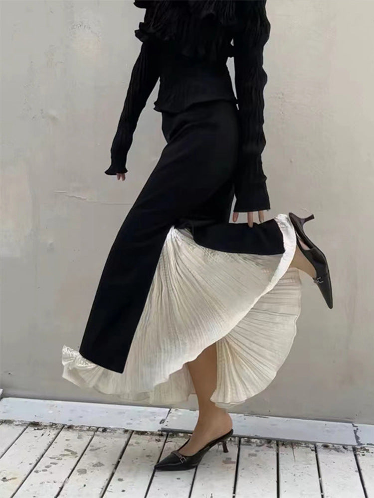 Kvinders elegante maxi nederdel med sideslidser og lagdelt udseende Stilla