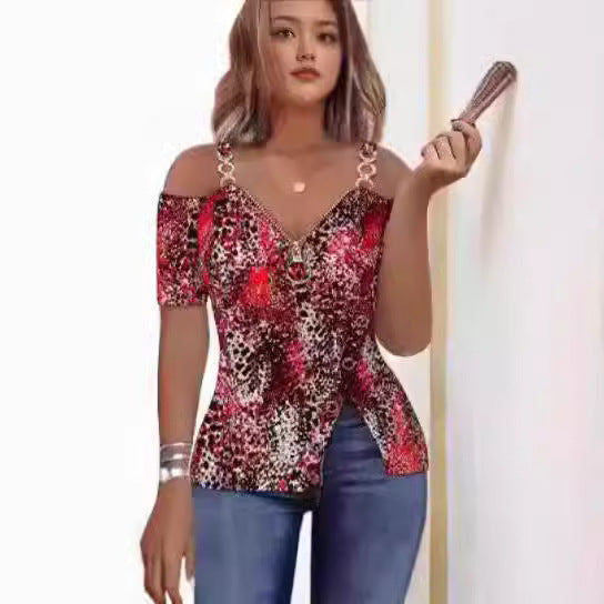 Dame Off-Shoulder Top med maritimt design og dekorative knapper Stilla