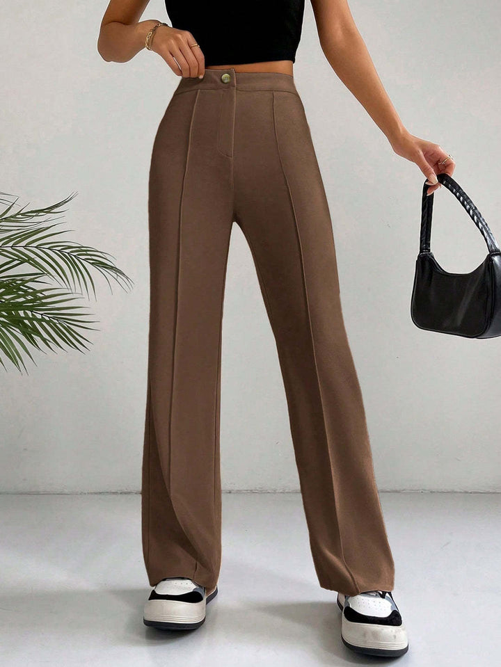 Dame Elegant High-Waist Buks med sidelommer og smalt snit Skovae