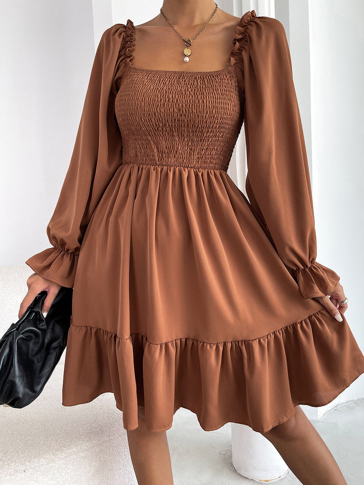 Dame sommerkjole med elastisk bustier og volanger Stilla