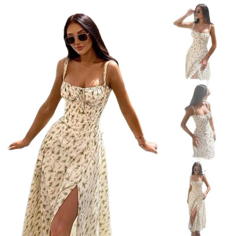 Femme Elegantes Maxi-kjole med flæse-top Stilla