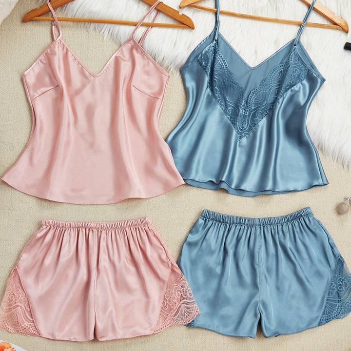 Dame Satin Camisole og Shorts Nattøj Stilla