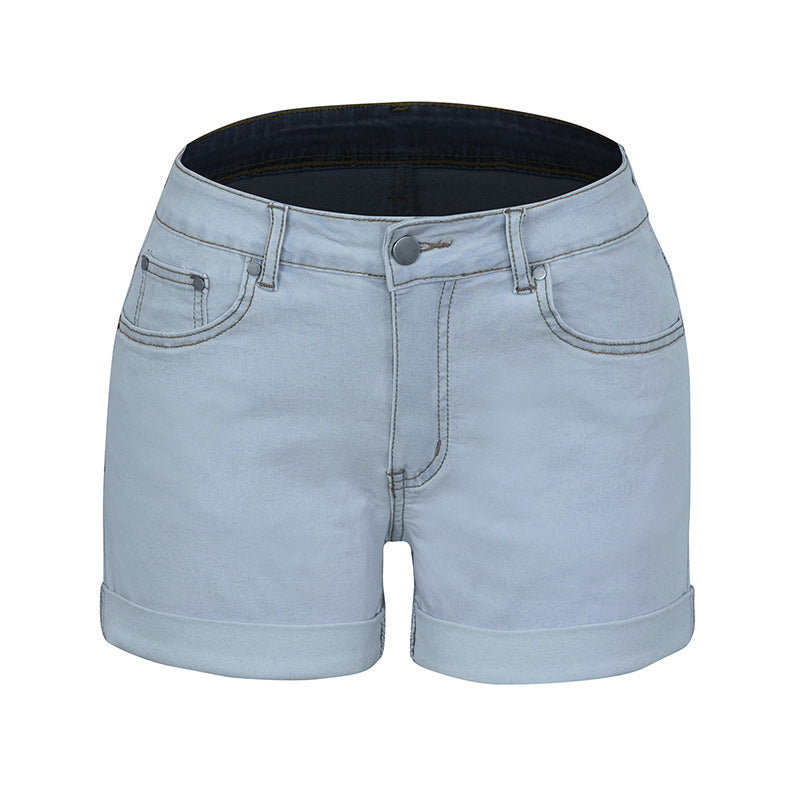 Dame Højskårne Jeansshorts med stilfuld kant Stilla