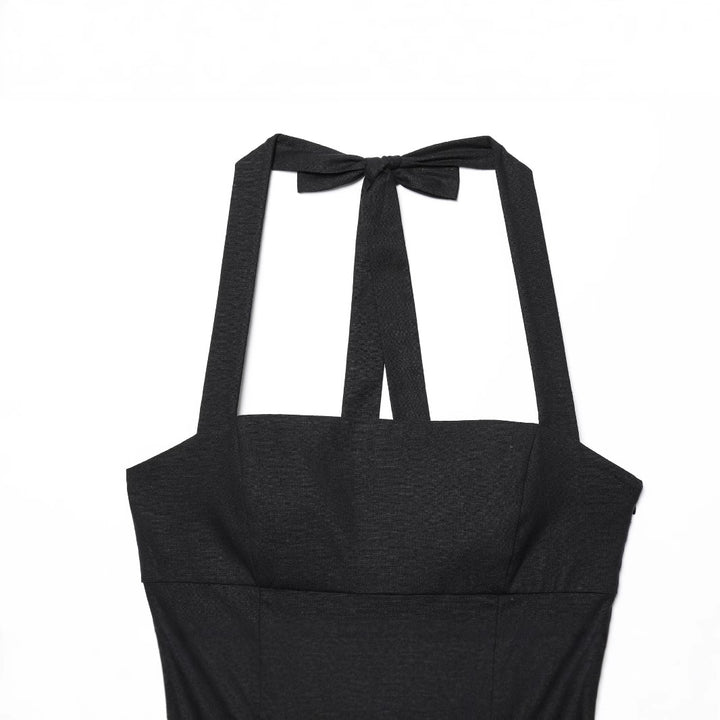 Dame Halter Neck Frit Mini Kjole med Flæsekant Stilla