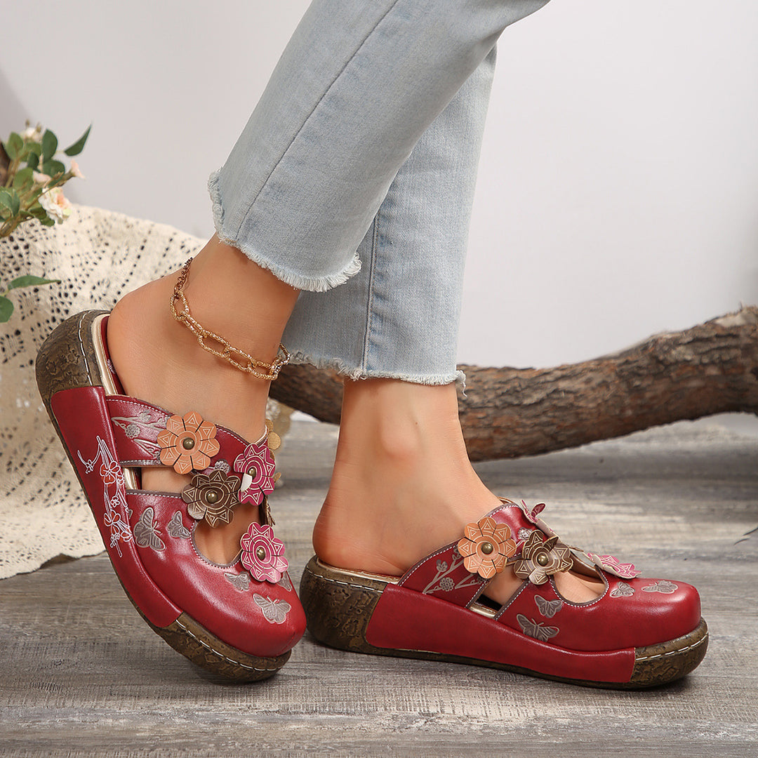 Dame Komfortable Clogs med Blomsterdekor og Ergonomisk Sål Stilla