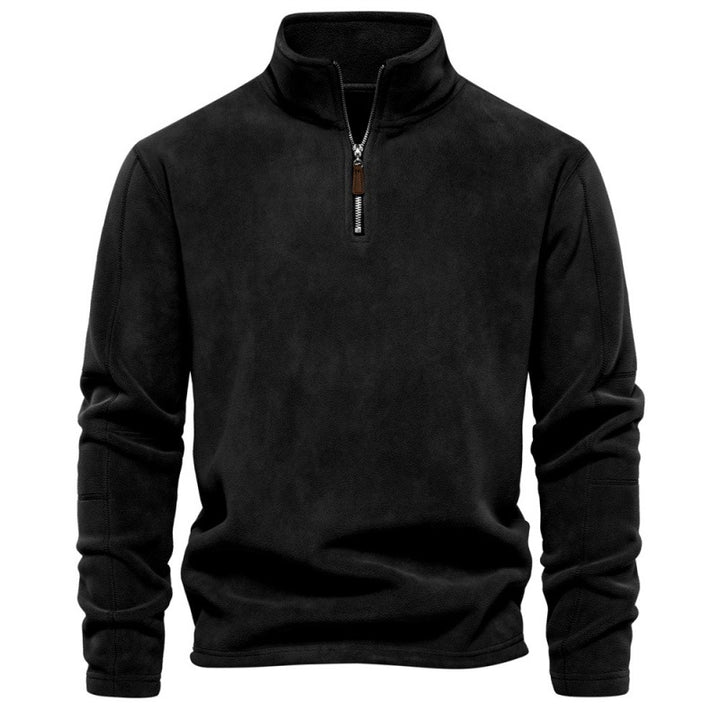 Herrer fleece sweatshirt med høj krave og praktisk lynlås Stilla