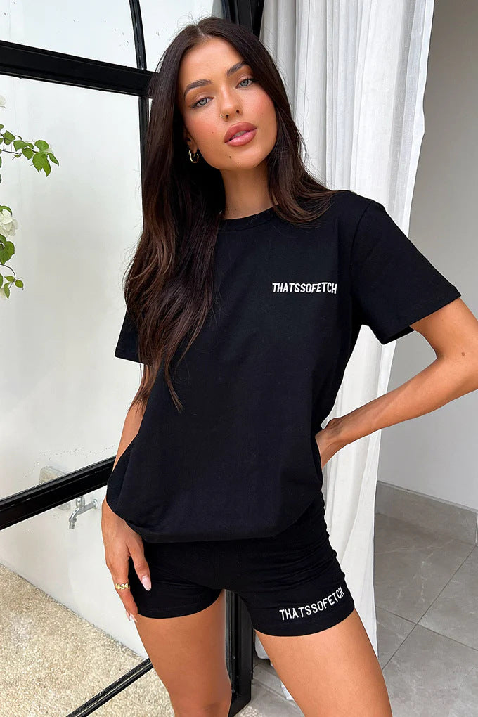 Dame Lounge-Sæt med afslappet T-shirt og shorts Skovae