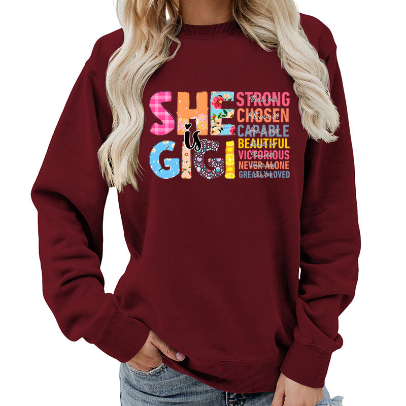 Kvinders sweatshirt med inspirerende tekstdesign Stilla