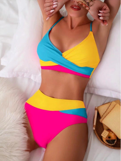 Dame bikini sæt med moderigtig omslagsdesign og høj talje trusse Skovae