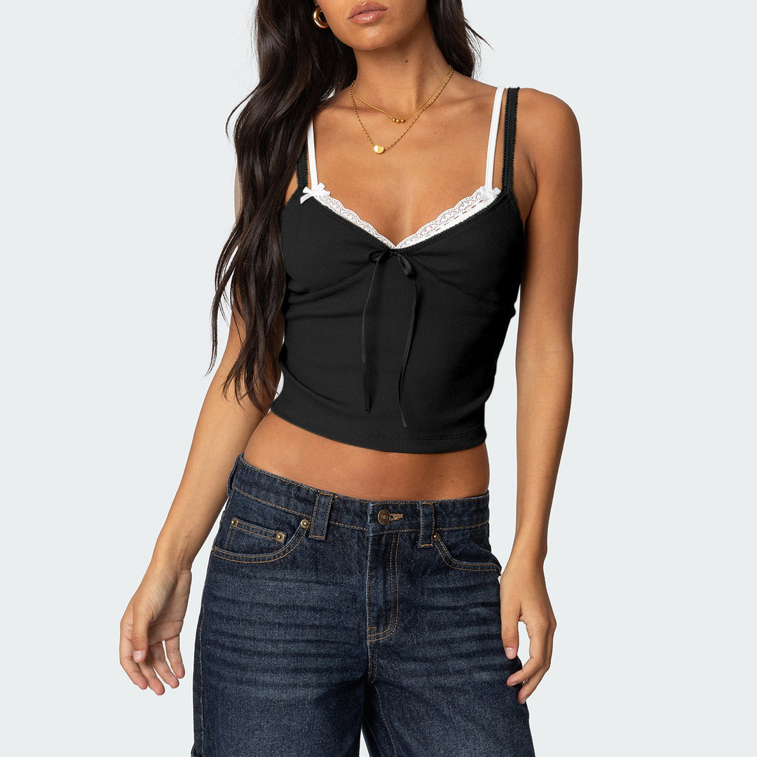 Damer Raffineret Bustier top med sart Blonder Stilla