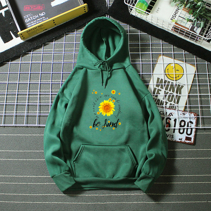 Kvinders hoodie med inspirerende solsikke design Skovae