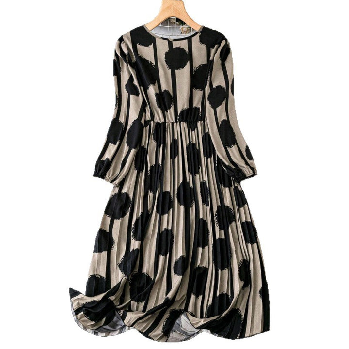 Dame Langærmet Polka Dot Midi Kjole Stilla