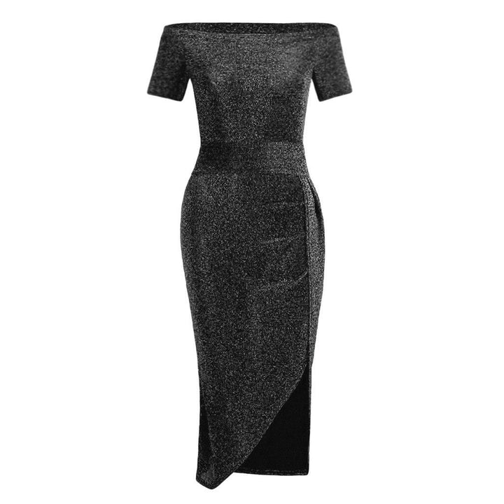 Stilla | Side Split Off Shoulder Skinnende Midi Kjole