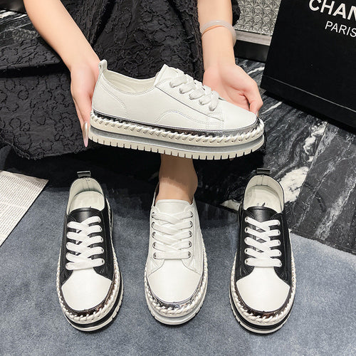 Dame mode Sneakers med kvalitetslæder og trendy kædesål Stilla