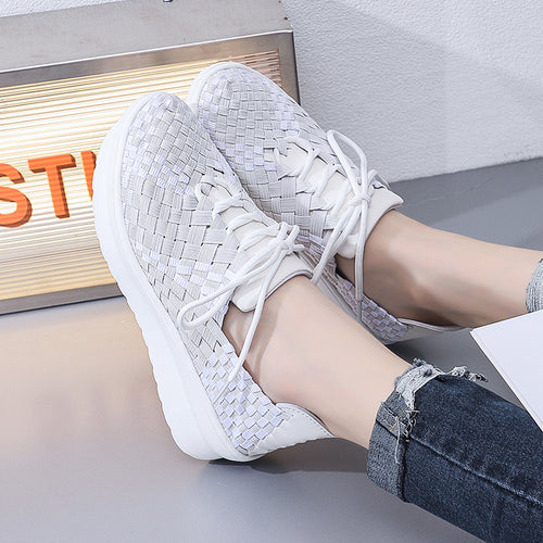 Dame Woven Casual Sneakers med forhøjet sål og åndbart design Stilla