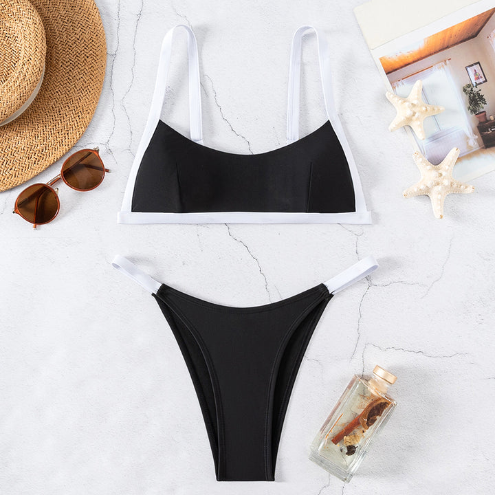 Dame Sporty Bikini-sæt med kontrastdetaljer Skovae