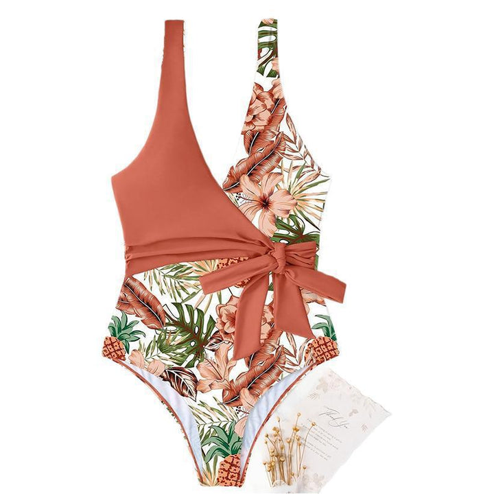 Dame En-delt Badedragt med floral omslag design Skovae