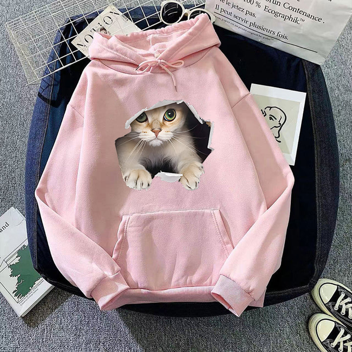 Kvinders hoodie med kreativ kat design Skovae 1772612757