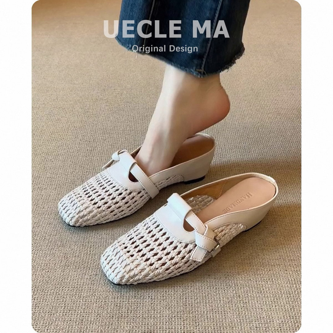 Dame Woven Læder Slip-On Mules Stilla