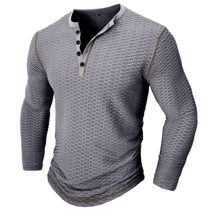 Herrer Langærmet skjorte med struktureret design og mode Henley-udskæring Stilla