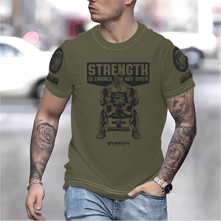 Herrer Fitness-T-shirt med kraftfuldt motiv og komfortabel pasform Stilla