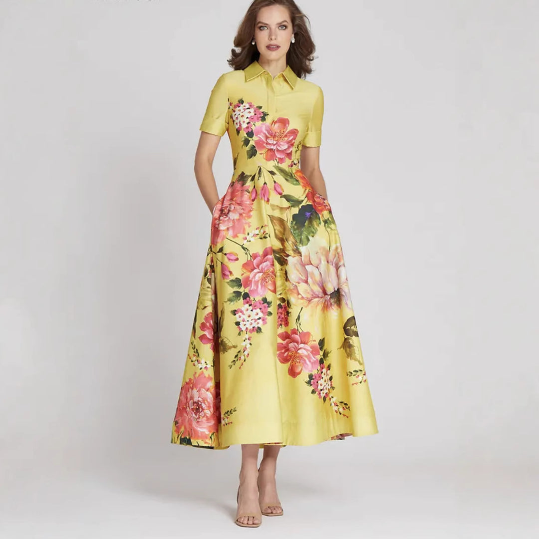 Dame Floral Print Skjortekjole Stilla