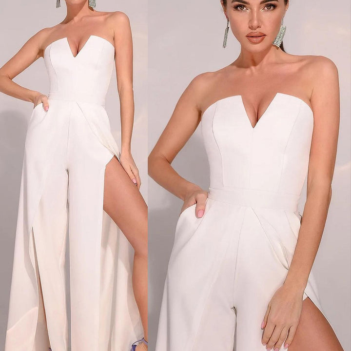 Dame Off-Shoulder aftenkjole med høj slids og elegant design Stilla