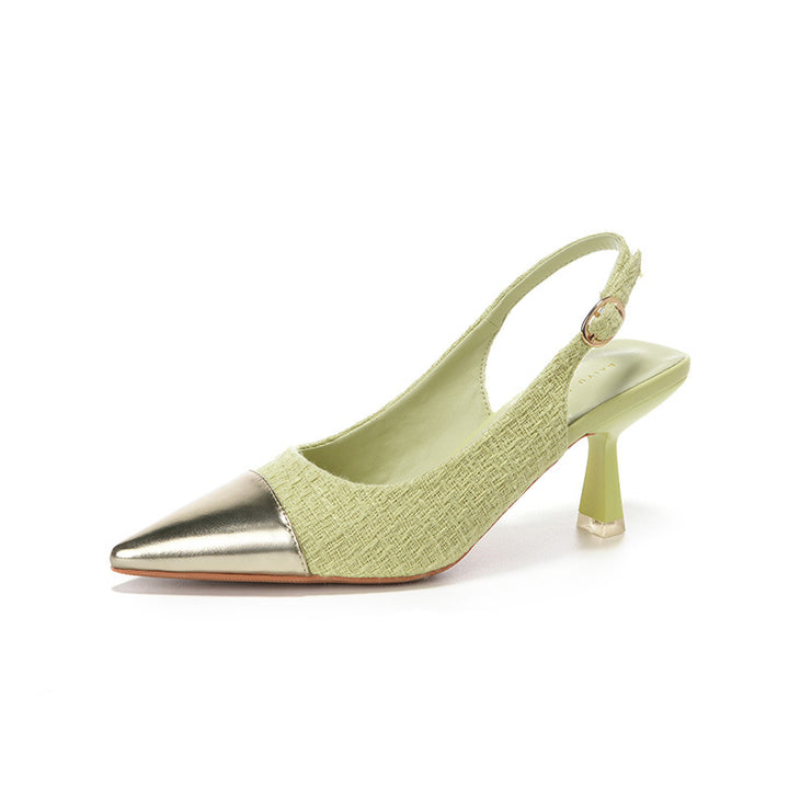 Dame Slingback Pumps med spids tå og metallisk akcent Stilla