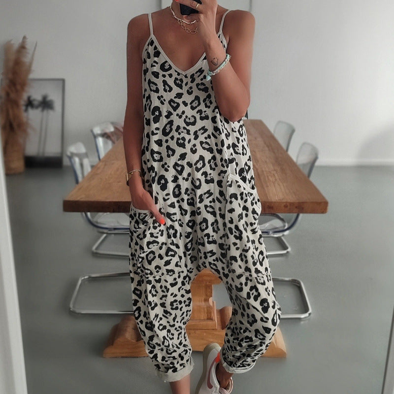 Dame Lækkert Leopard Tryk Overalls Stilla