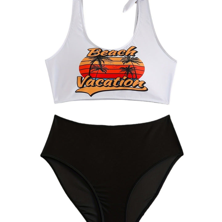 Dame Grafik Crop Bikini Sæt Stilla