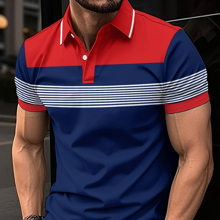 Herren polo skjorte med stribet design og moderne krave Stilla