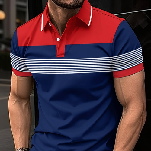 Herren polo skjorte med stribet design og moderne krave Stilla