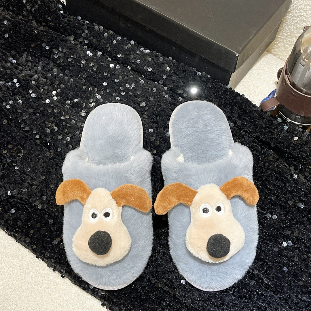 Dame hjemmesko med sjov hundedesign Stilla