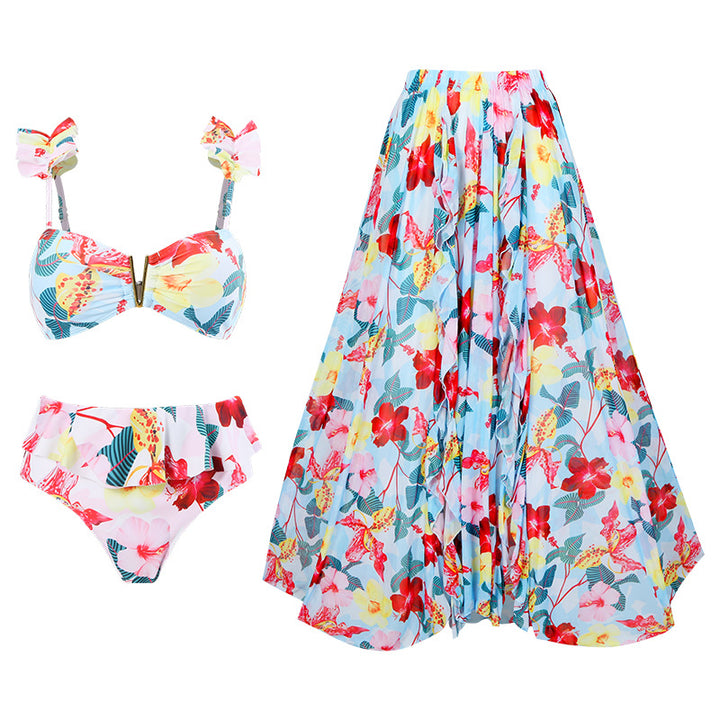 Dame bikini kostume med flot nederdel Stilla